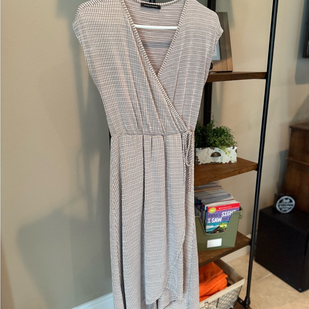 Elegant Checkered Wrap Dress